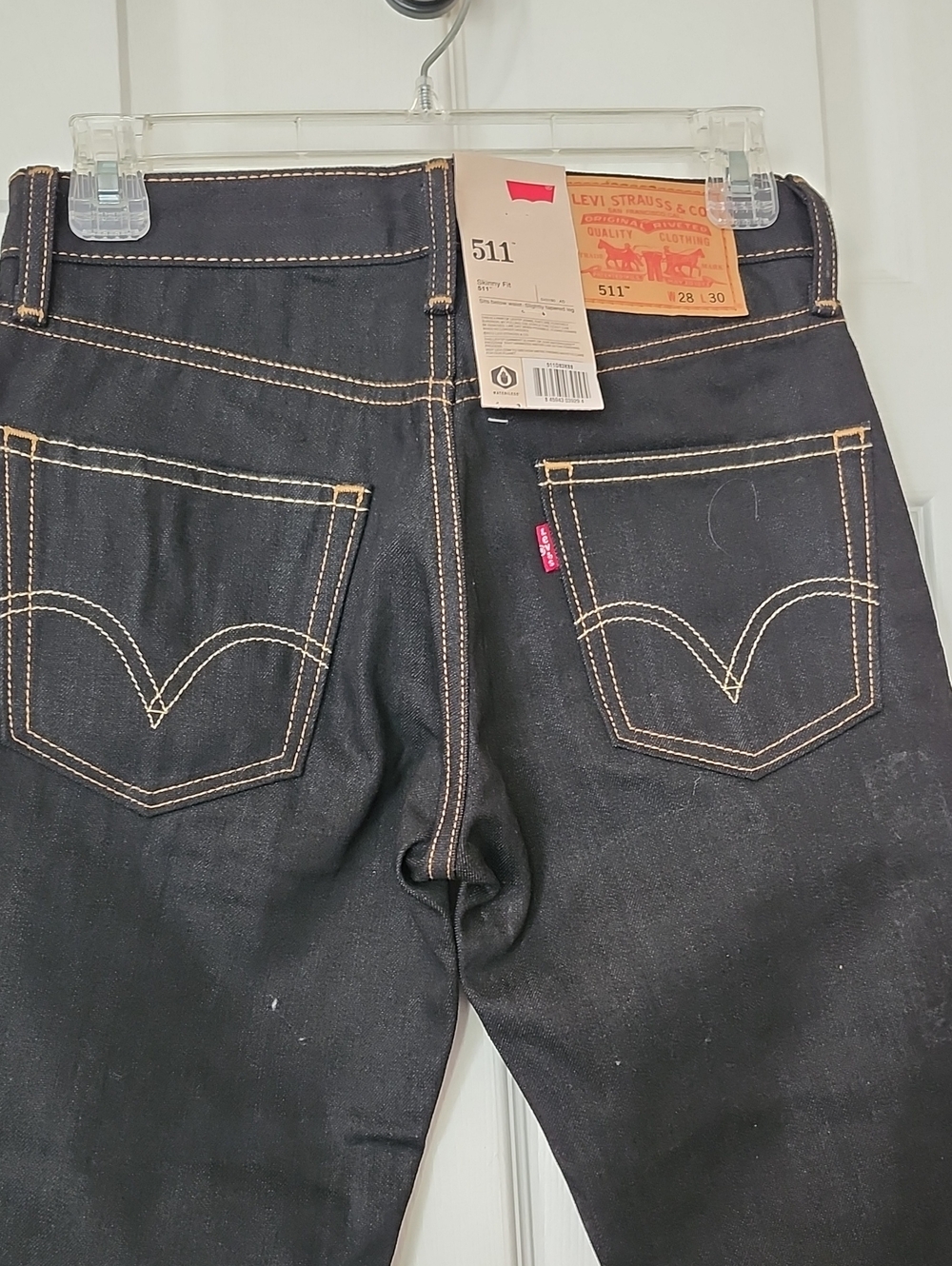 Levi's 511 Slim Raw Black Jeans with Tan Stitching